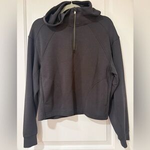 Avia Black Cropped Half Zip Hoodie Sweatshirt Size Small